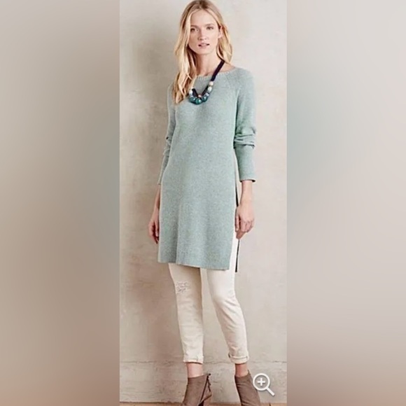 Anthropologie Moth Pasadena Mint Green Gray Tunic Sweater Size XS - Picture 2 of 10